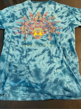 90s Tultex Blue Tie-Dye Grand Canyon Graphic Travel Tee Size Medium